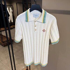 Casablanca Men New Season Rib Boucle Polo Shirt Small Size
